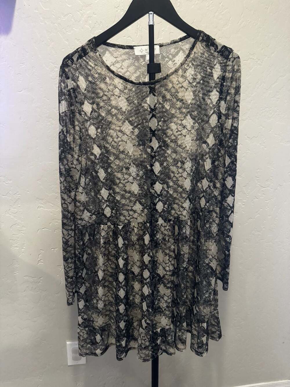 WAYF Snakeskin Printed Mesh Dress Size L
